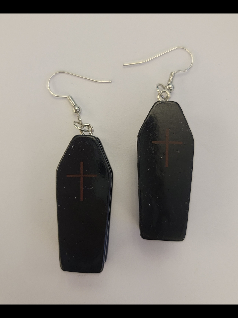 Black Coffin Cross Dangle Earrings - Women Jewelry